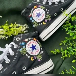 Converse Shoes Floralmushroomnaturespace Custom Embroidered